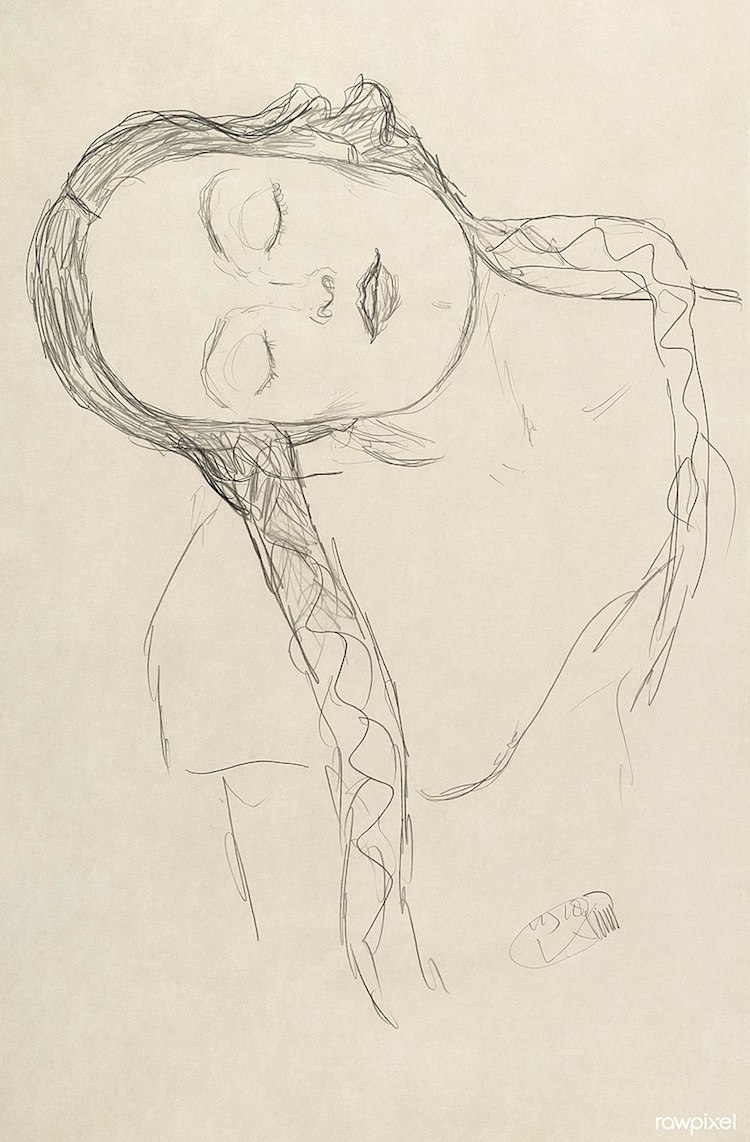 Figure Drawing by Gustav Klimt