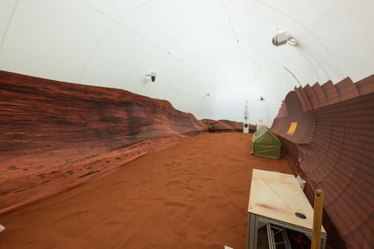 Red sandbox in NASA Mars Simulated Environment
