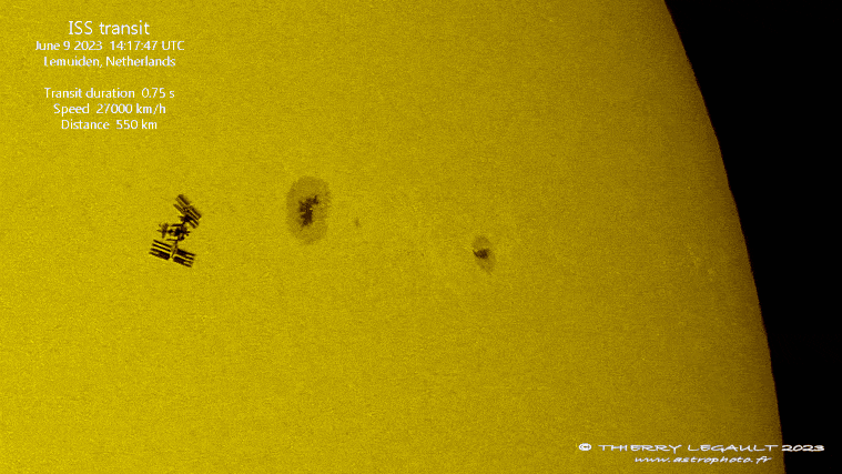 ISS Transit with Sunspots by Thierry Legault