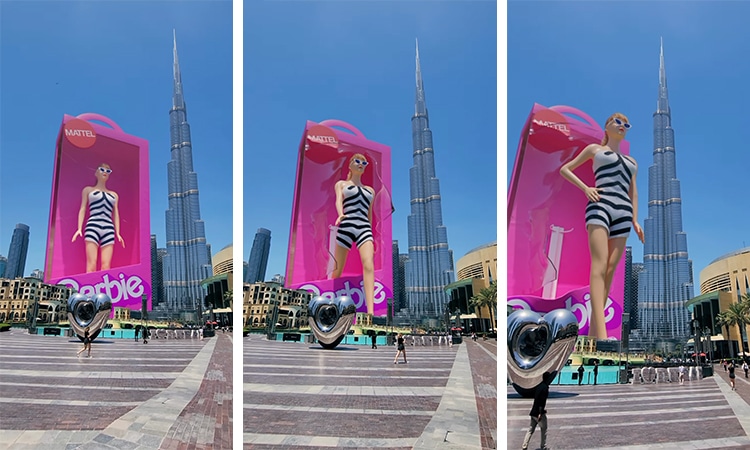 Barbie Walks Next to Burj Khalifa